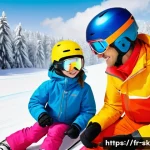 스키 강사로서 자주 접하는 문제 해결법 - **Prompt for a "Prudent" Beginner Child Learning:**
A vibrant, heartwarming image capturing a sk...