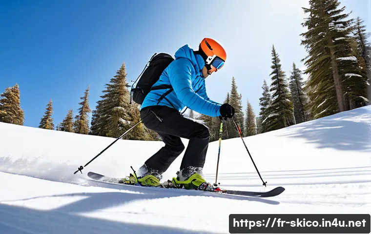 스키 강사의 고급자 트레이닝 방법 - A professional ski instructor filming a young adult skier descending a snowy mountain slope, wearing...