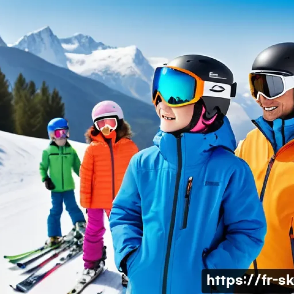 스키 강사의 자격 시험 노하우 - A professional ski instructor teaching a diverse group of students on a snowy French alpine slope, d...