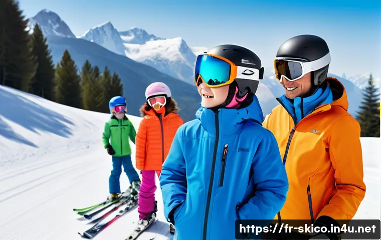 스키 강사의 자격 시험 노하우 - A professional ski instructor teaching a diverse group of students on a snowy French alpine slope, d...