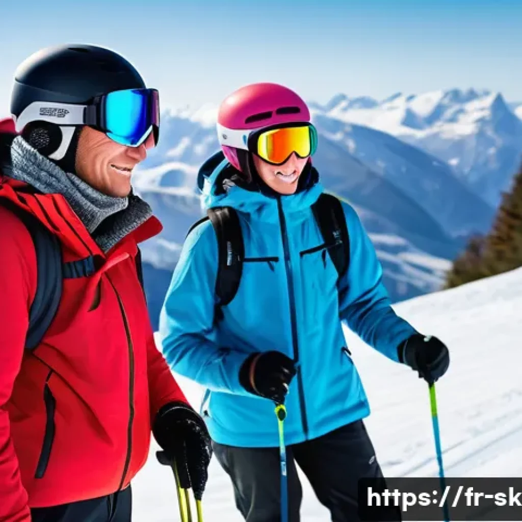 스키 강사 업무 사례 소개 - A detailed scene of a ski instructor observing a diverse group of students on a gentle snowy slope i...