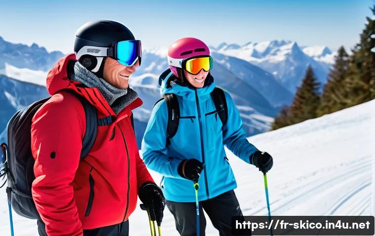 스키 강사 업무 사례 소개 - A detailed scene of a ski instructor observing a diverse group of students on a gentle snowy slope i...