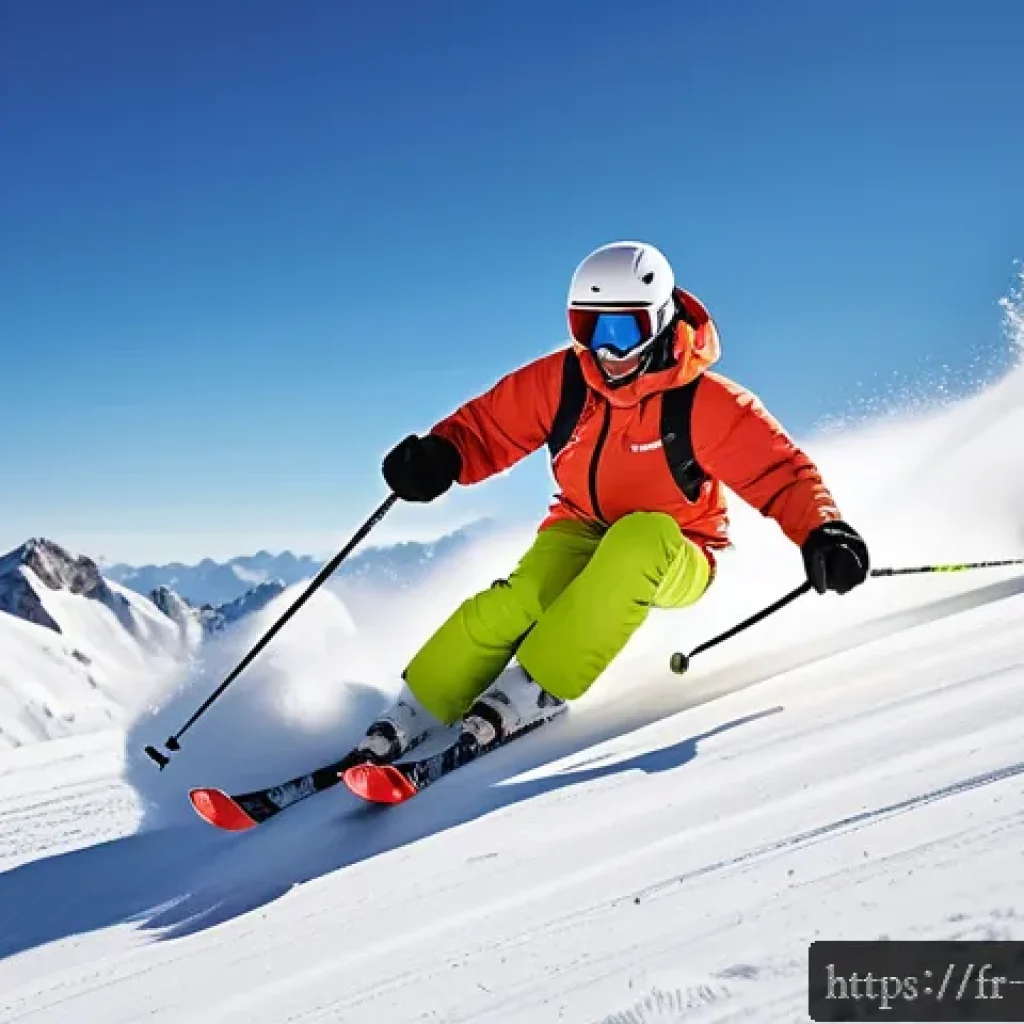 스키 강사의 자격증 시험 기출 문제 분석 - A professional ski instructor wearing appropriate insulated ski gear and a helmet, demonstrating per...